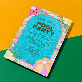 Palm Summer Blue Adult Pool Party Einladung