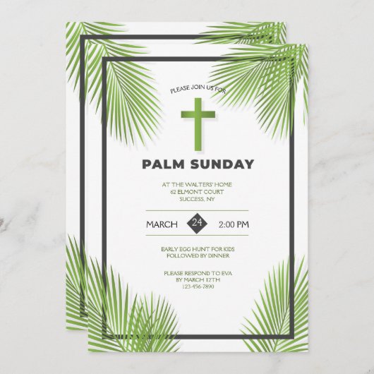 Palm Sunday Frame Einladung (Vorne/Hinten)