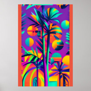 Palm Sunday Ken Gage Tropical Retrowave Poster