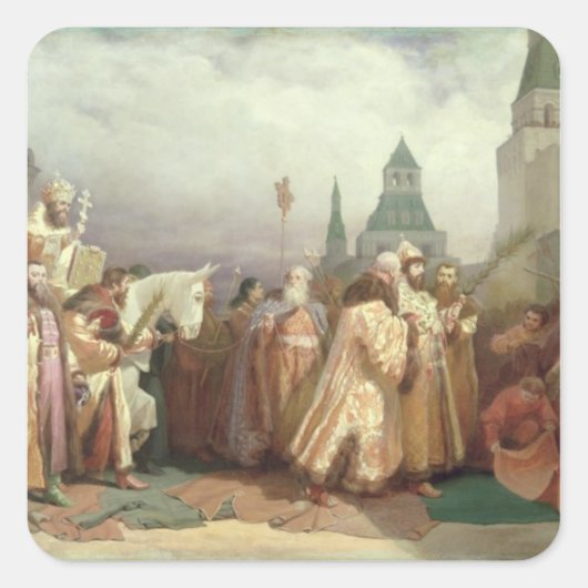 Palm Sunday Procession Quadratischer Aufkleber (Vorderseite)
