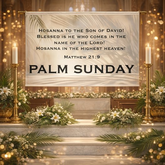 Palm Sunday Scripture with Soft Palm Shadows Banner