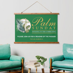 Palm Sunday Wandteppich Mit Holzrahmen