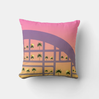 Palm Sunset Pattern Throw Pillow 16" x 16" Kissen