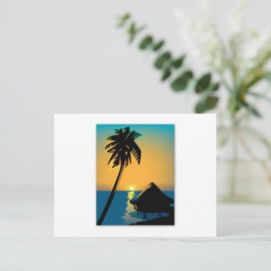 Palm Sunset Postkarte (Stehend Vorderseite)
