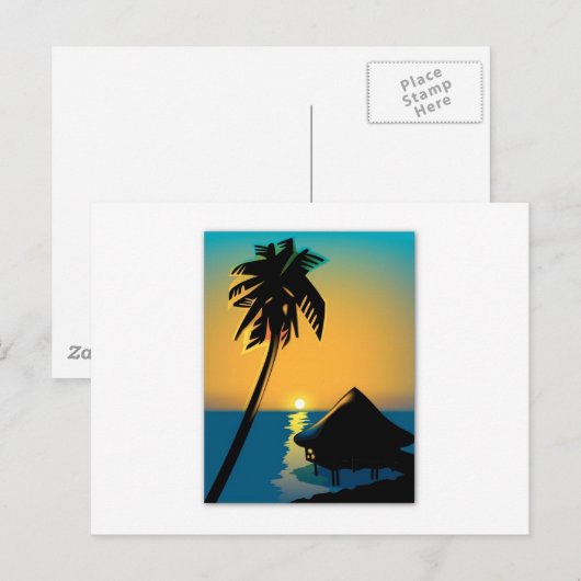 Palm Sunset Postkarte (Vorne/Hinten)
