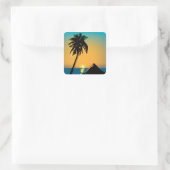Palm Sunset Quadratischer Aufkleber (Tasche)