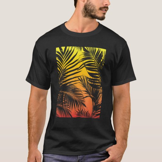 Palm Tree 7 Cooles Tropical Beach Palm Blätter Sum T-Shirt (Vorderseite)