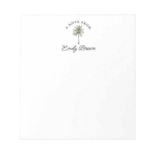 Palm Tree A Note from Niedlich Personalisiert Note Notizblock (Vorderseite)