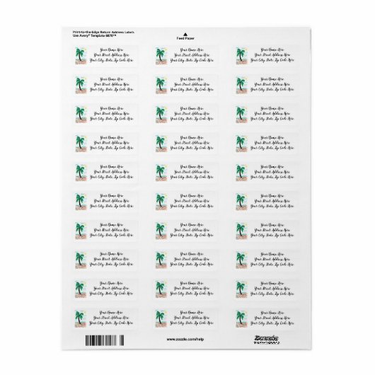 Palm Tree Address Labels (30 Etiketten pro Blatt) (Vorne)
