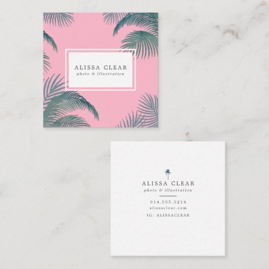 Palm Tree Adorned Boho-Chic Business Card Quadratische Visitenkarte (Vorne/Hinten)