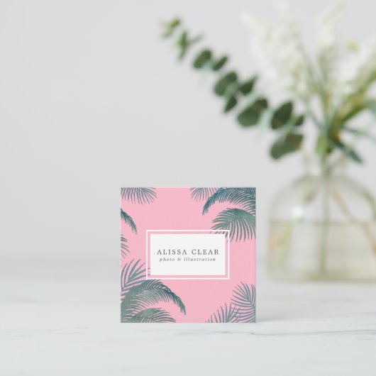 Palm Tree Adorned Boho-Chic Business Card Quadratische Visitenkarte (Stehend Vorderseite)