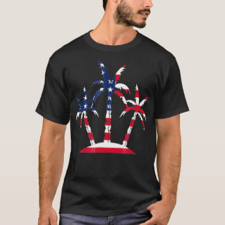 Palm Tree American Flag Geschenk für Männer Frauen T-Shirt