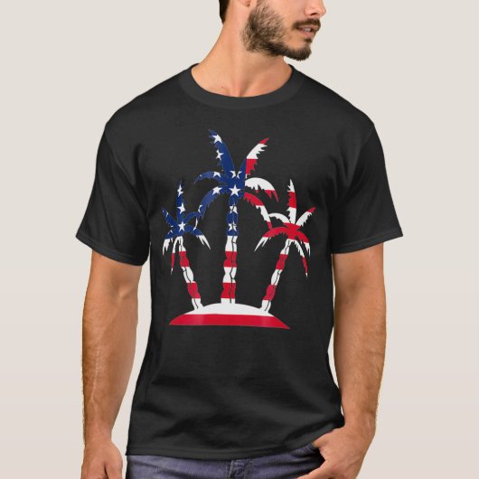 Palm Tree American Flag Geschenk für Männer Frauen T-Shirt (Vorderseite)