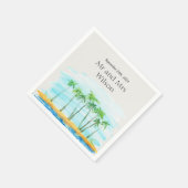 Palm Tree and Beach Hochzeitscocktail Serviette (Ecke)