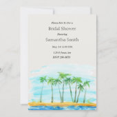 Palm Tree and Beach Wedding Brautparty Einladung (Vorderseite)