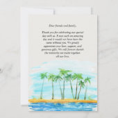 Palm Tree and Beach Wedding Danke Karte (Rückseite)