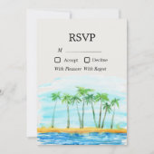 Palm Tree and Beach Wedding RSVP Card Einladung (Vorderseite)