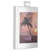 Palm Tree and Boat Beach Sunset Flachmann (Rechts)