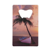 Palm Tree and Boat Beach Sunset Geldbeutel Flaschenöffner (Rückseite)