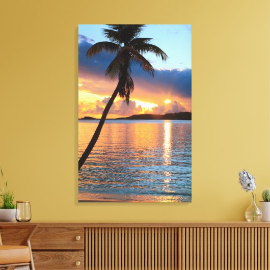 Palm Tree and Caribbean Sunset Sky, St. Thomas Leinwanddruck (Insitu (Wohnzimmer))