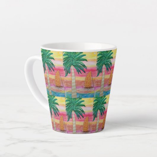 Palm Tree and Sailboat Milchtasse (Linke Ecke)