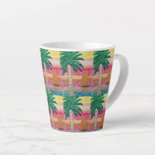 Palm Tree and Sailboat Milchtasse (Rechte Ecke)