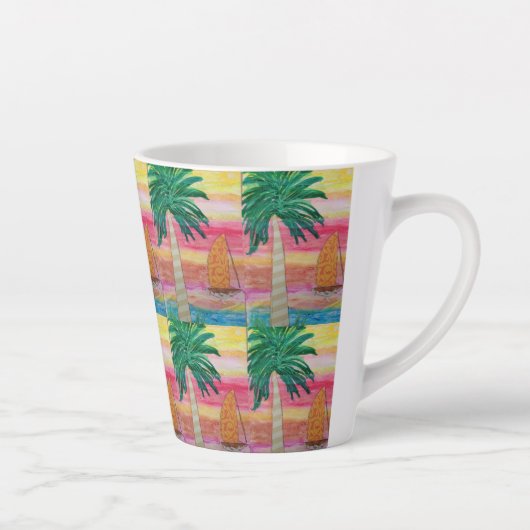 Palm Tree and Sailboat Milchtasse (Rechts)