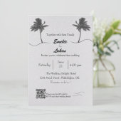 Palm Tree and Seashells Arch Foto Wedding Einladung (Stehend Vorderseite)