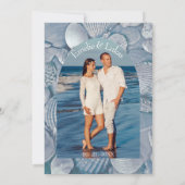 Palm Tree and Seashells Arch Foto Wedding Einladung (Rückseite)