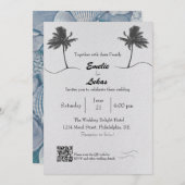 Palm Tree and Seashells Arch Foto Wedding Einladung (Vorne/Hinten)