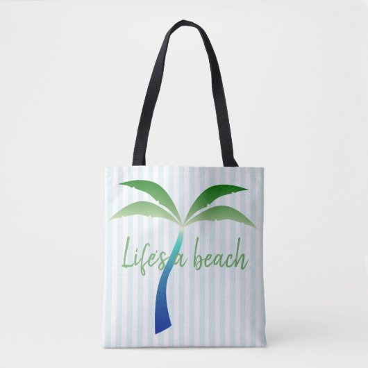 Palm Tree and Stripes Beach Tote Bag Tasche (Vorderseite)