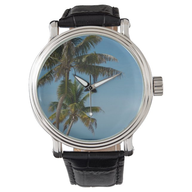Palm tree and White Beach Armbanduhr (Vorderseite)