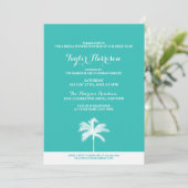 Palm Tree Aqua Bridal Dusche Einladung (Stehend Vorderseite)