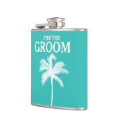 Palm Tree Aqua Groom Flask Flachmann (Links)