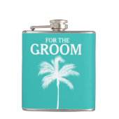 Palm Tree Aqua Groom Flask Flachmann (Vorderseite)