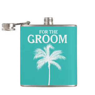 Palm Tree Aqua Groom Flask Flachmann