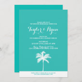 Palm Tree Aqua Hochzeit Probe Abendessen Einladung (Vorne/Hinten)