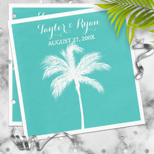Palm Tree Aqua Wedding Paper Napkins Serviette