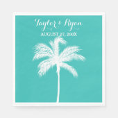 Palm Tree Aqua Wedding Paper Napkins Serviette (Vorderseite)