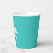 Palm Tree Aqua Wedding Pappbecher (Links)