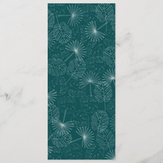 Palm Tree Aquamarin Beach Wedding Menükarte (Rückseite)