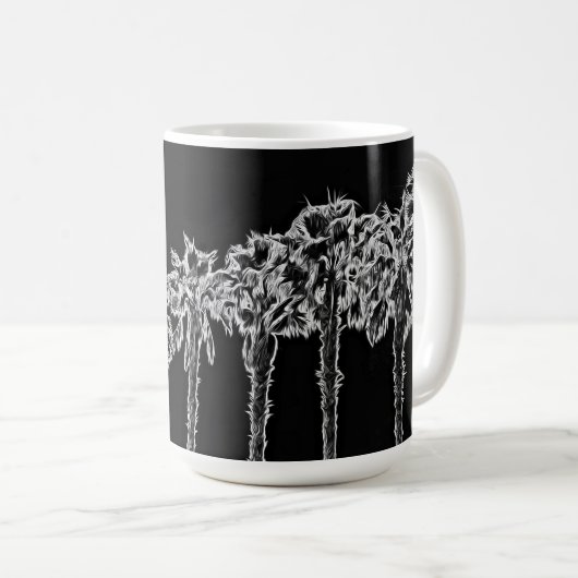 Palm Tree Art Black and White Cup Tasse (VorderseiteRechts)