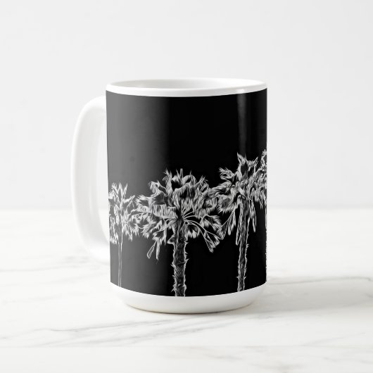 Palm Tree Art Black and White Cup Tasse (Vorderseite Links)