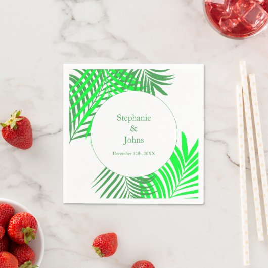 Palm Tree Art Green Blätter Hochzeit Serviette (Beispiel)