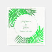 Palm Tree Art Green Blätter Hochzeit Serviette (Vorderseite)