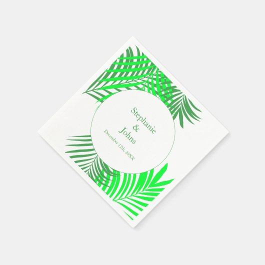 Palm Tree Art Green Blätter Hochzeit Serviette (Ecke)