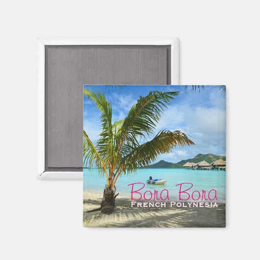 Palm Tree auf Bora Bora Textmagnet Magnet (Vorderseite/Rückseite)