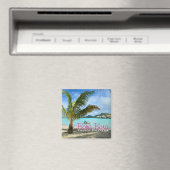 Palm Tree auf Bora Bora Textmagnet Magnet (In Situ (Geschirrspüler))