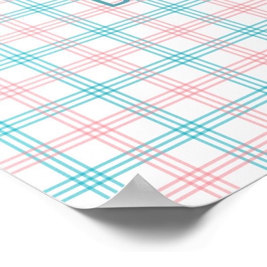 Palm Tree Azure Pink Bridal Empfang Poster (Ecke)