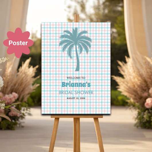 Palm Tree Azure Pink Bridal Empfang Poster